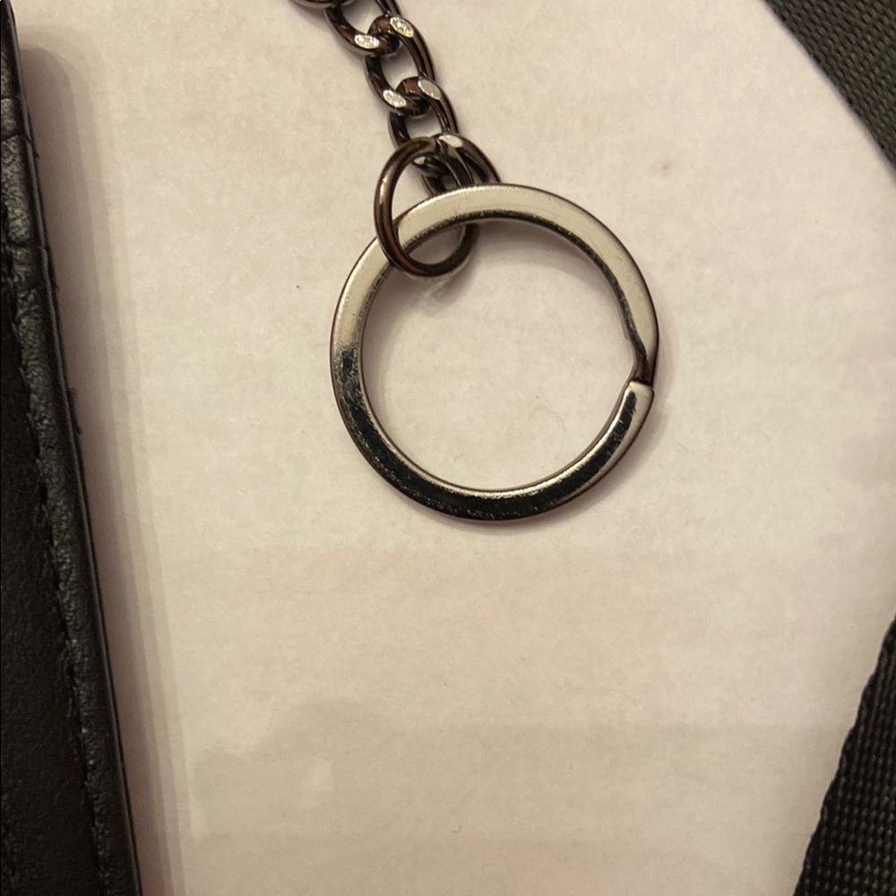 Black Leather ID Holder with Strap - Picture 3 of 5